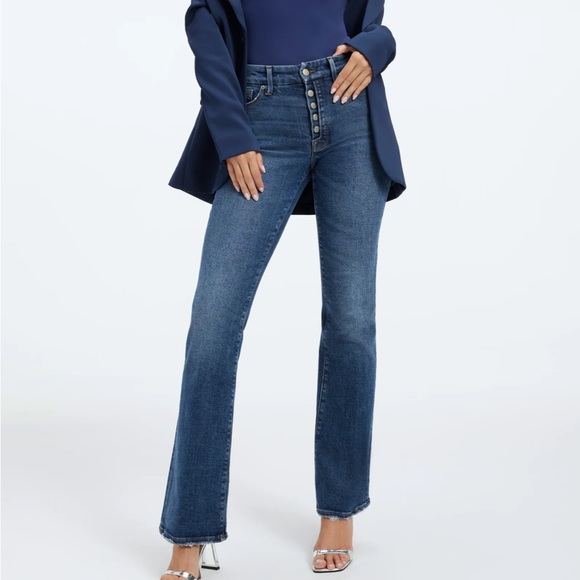 Good American Denim - Good American good classic bootcut jeans NWT indigo331 button fly jeans